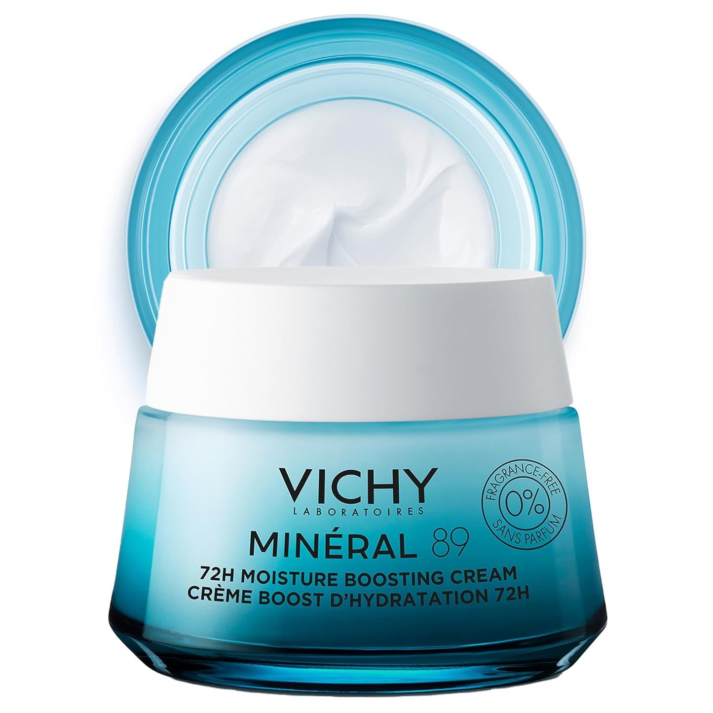 Vichy Mineral 89 Moisture Boosting Cream - Fragrance-Free Daily Face Moisturizer for All Skin Types