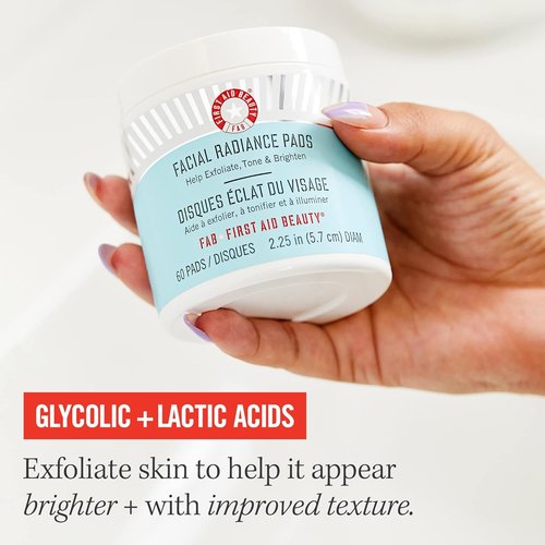 First Aid Beauty Facial Radiance Pads - Exfoliating AHA Treatment | 28 Count for Glowing Skin