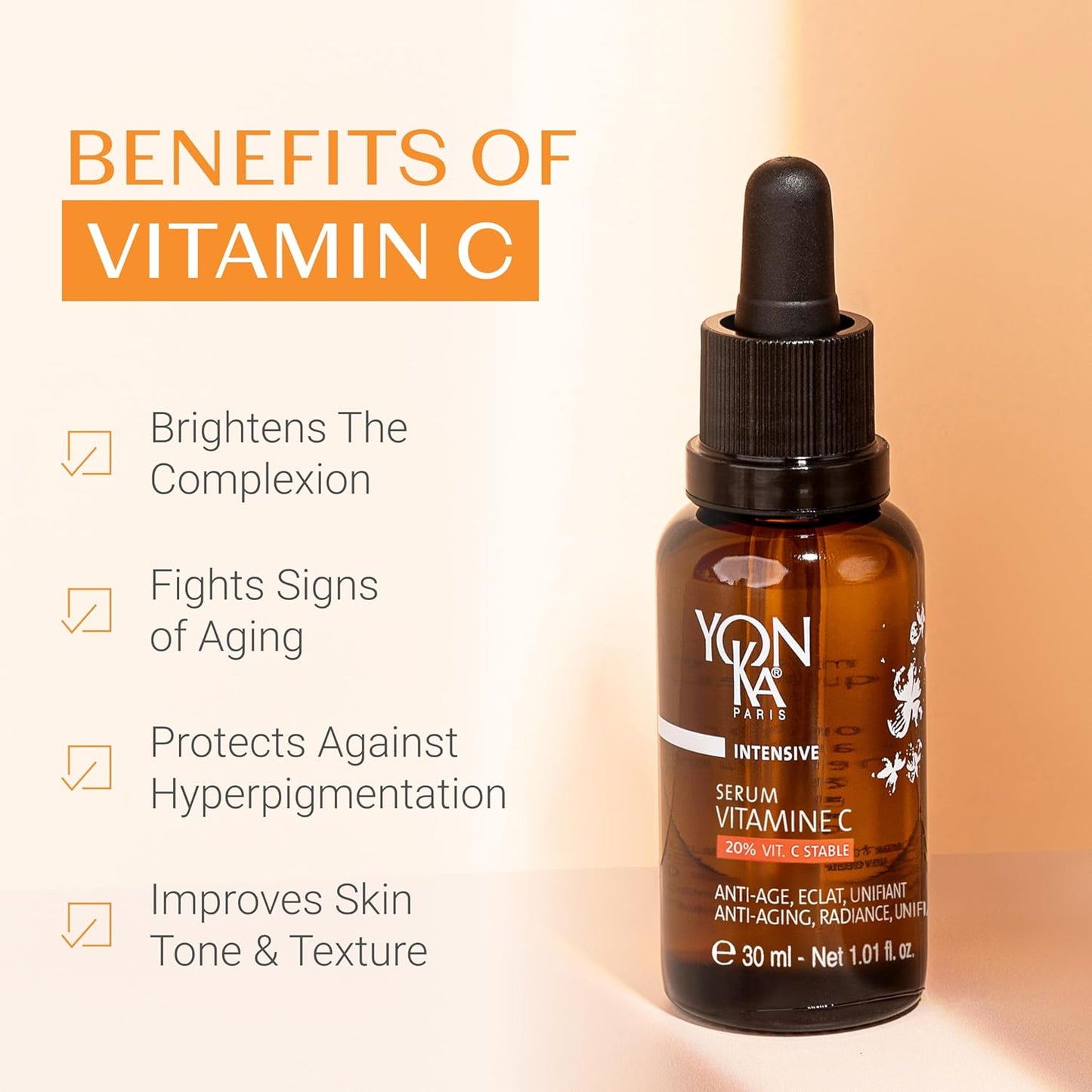 Yon-Ka 20% Vitamin C Serum - Concentrated Anti-Aging Treatment to Even Skin Tone & Boost Collagen | 99% Natural Ingredients