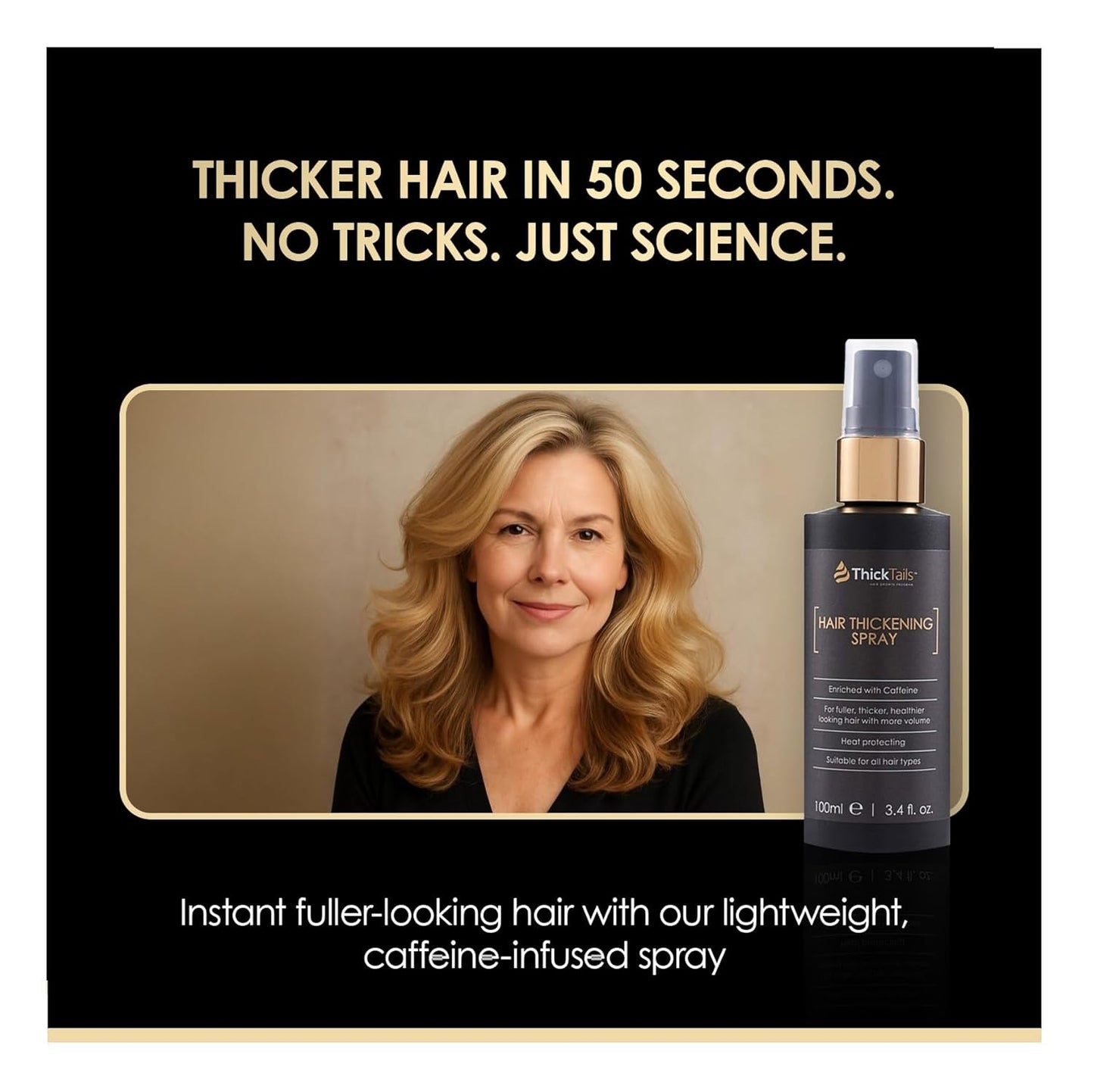 ThickTails Hair Thickening Spray - Instant Volume & Fuller Hair for Fine or Thinning Hair | 3.4 fl oz