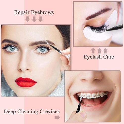 MAPVOLUT Micro Eyebrow Brush Set - 120 Pcs Brow Lamination & Lash Tint Tools with Caps