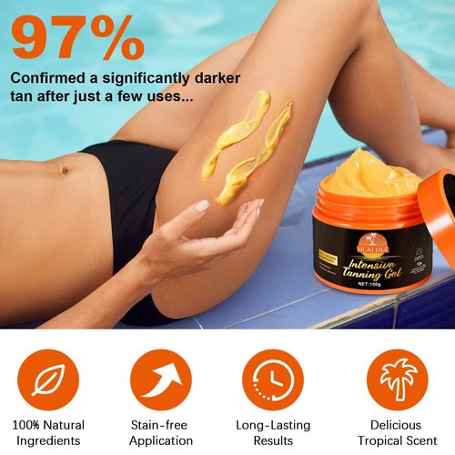 Intensive Tanning Gel,Tanning Accelerator Cream, Instant Tan Enhancer, Self Tanner Oil, Achieve A Natural, Faster & Longer-lasting with Premium Natural Ingredients, 5.29 Fl Oz