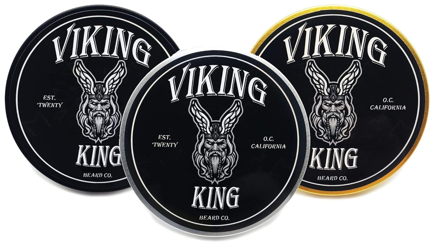 VIKING KING BEARD CO. Beard Balm - All-Natural Spiced Vanilla Tobacco Softener | 4 Ounce Tin