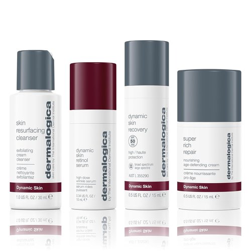 Dermalogica Anti-Aging Skincare Solutions Kit - Travel Size Face Cleanser, Serum, Moisturizer with SPF