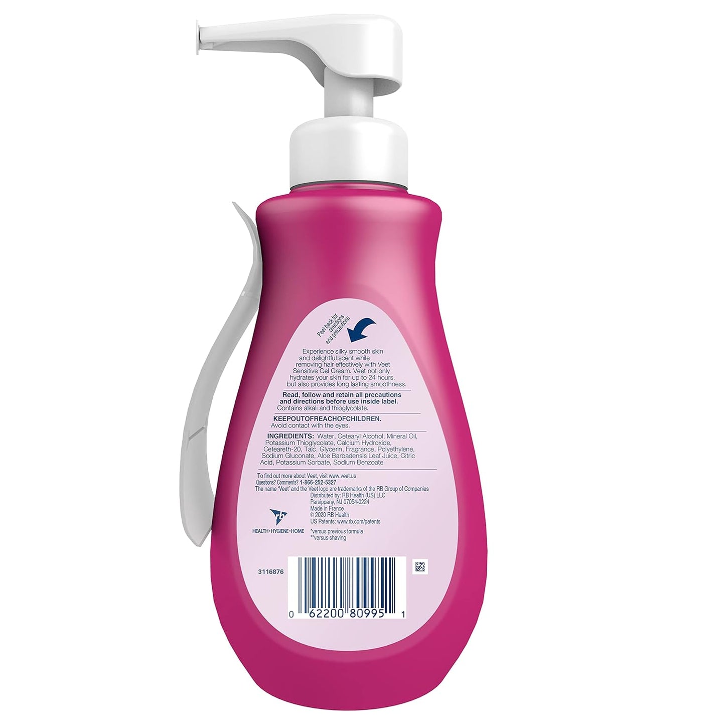 Veet Sensitive Skin Hair Removal Cream - Painless Bikini & Body Hair Removal Gel | 13.5 FL OZ Pump Bottle