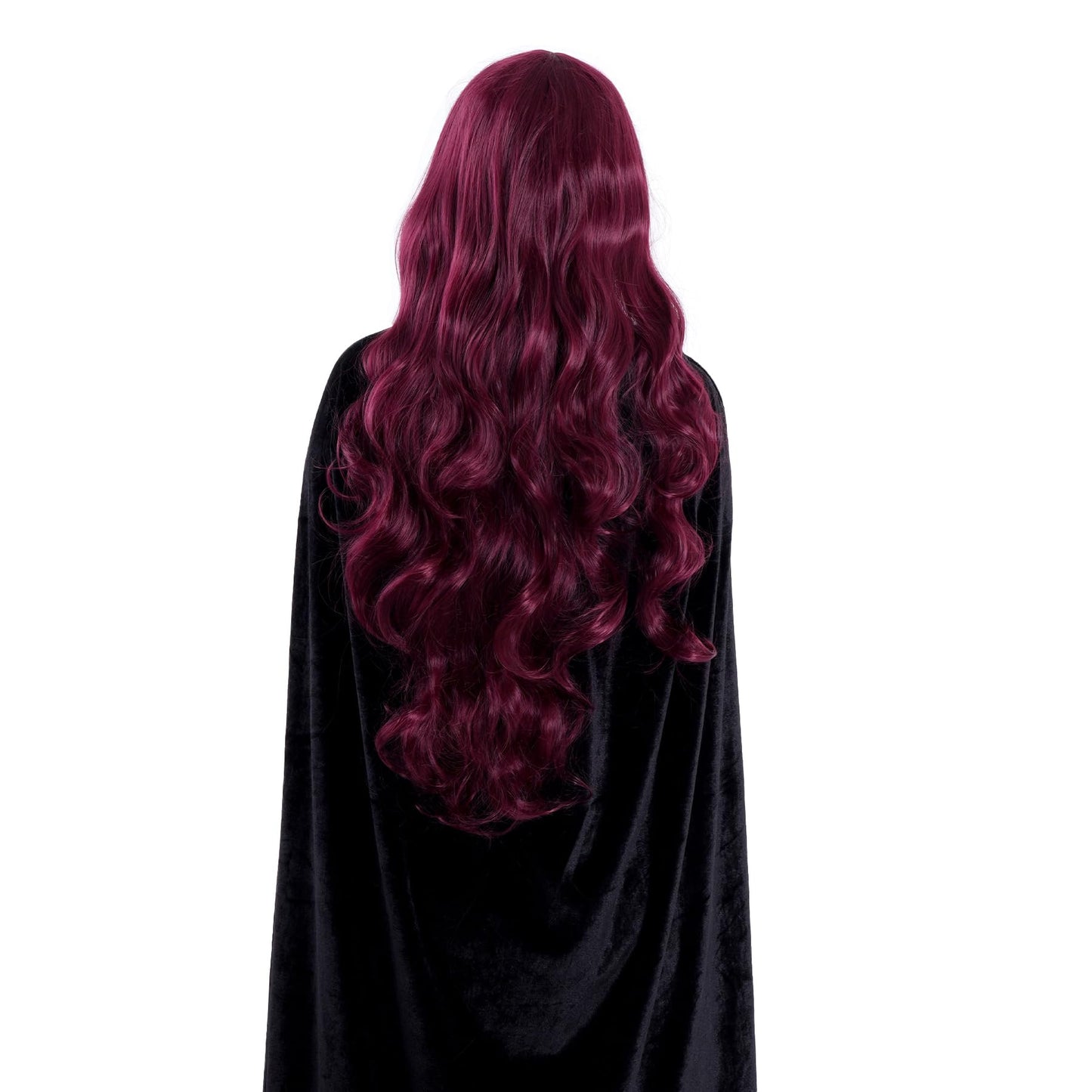 Rbenxia Curly Cosplay Wig Long Hair Heat Resistant Spiral Costume Wigs Anime Fashion Wavy Curly Cosplay Daily Party 32" 80cm (Burgundy Red)