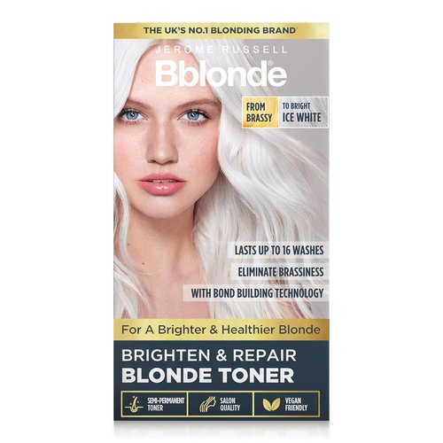 Jerome Russell Bblonde Ice White Post Blonding Toner - Vegan Semi-Permanent Hair Dye Kit for Blonde Hair