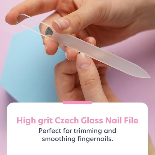 Bona Fide Beauty Nail Kit - Handmade Czech Glass | 4PC Gift Set for Teenage Girls in Clear Color