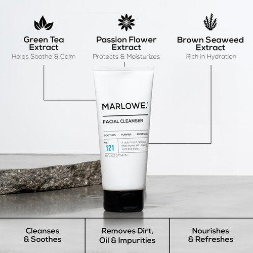 Marlowe. No. 121 Facial Cleanser - Daily Men's Face Wash with Natural Extracts & Antioxidants | 6 oz