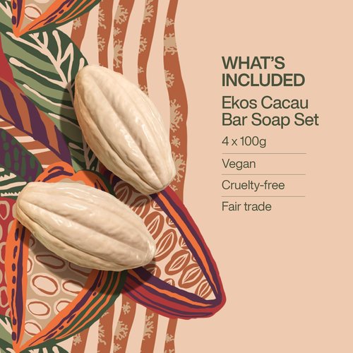 Natura Cacau Bar Soap Set - Moisturizing Cocoa Butter Soap for Dry Skin | Vegan & Nourishing 4 Pack - 3.5 oz Each