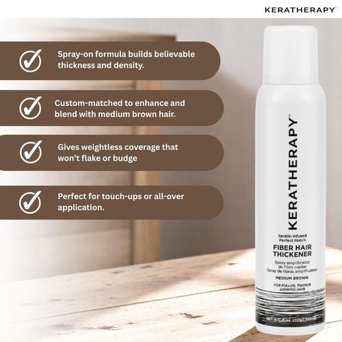 Keratherapy Keratin Infused Hair Thickener Spray - Volumizing Medium Brown Formula, 4 fl. oz.