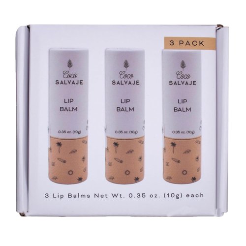 Natural Hydrating Lip Balm | Vegan Lip Care Treatment & Moisturizer for Dry & Cracked Lips with Beeswax & Coconut Oil | Organic Lip Chap Set for Women, Men & Kids | 3 Pack (0.35 oz ea.)
