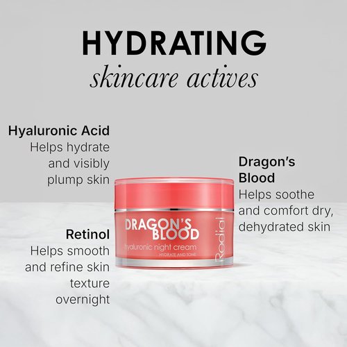 Rodial Dragon's Blood Hyaluronic Night Cream - Deep Hydration & Repair | 1.7 Fl Oz