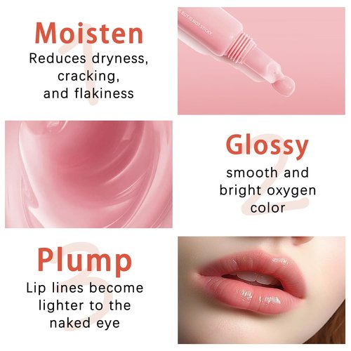 O'CHEAL Lip Gloss - Hydrating Tinted Lip Balm with Plumping Effect | Lightweight, Non-Sticky, Vegan (Pink)