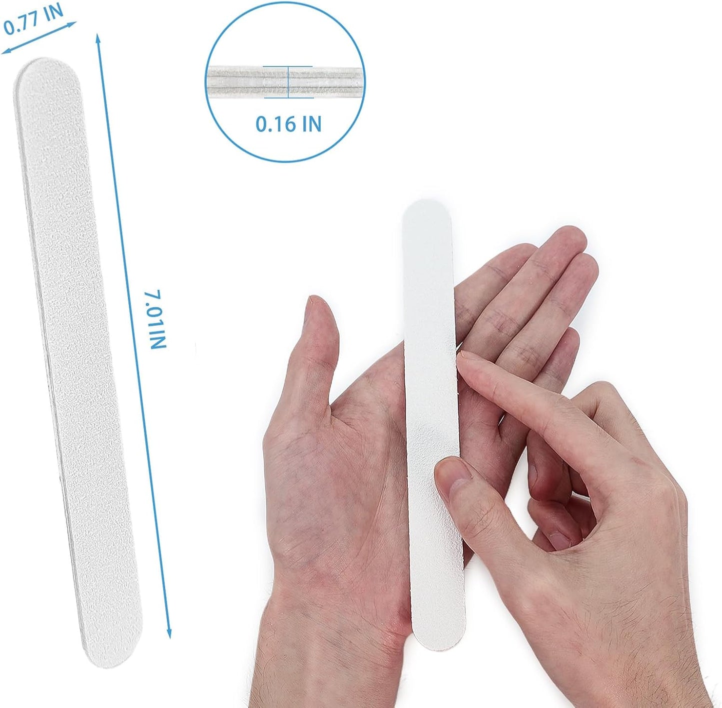 Skiennix White Nail Files - Professional 100/180 Grit Double-Sided Emery Boards | 12 Pack for Manicure & Pedicure