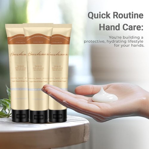 DincherBel Hand Cream Set - Refreshing Formula with Niacinamide & Vitamin C | Light Rose & Ginger Sugar Scent, 2.33 oz Each