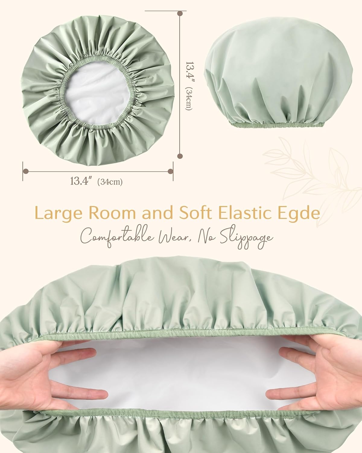 Yanibest Shower Cap - Reusable Waterproof Double Layer Design | Washable Hair Bonnet with Soft Non-Slip Band