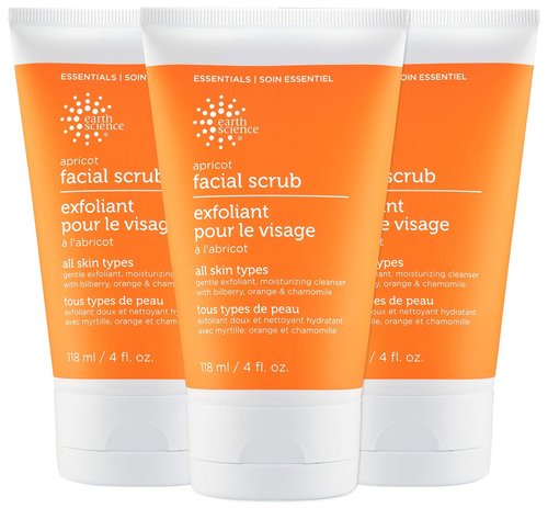 Earth Science - Gentle Apricot Exfoliating Facial Scrub for All Skin Types | 3 Pack, 4 oz.