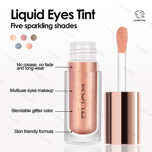 KYDA Liquid Glitter Eyeshadow - High Pigment Champagne Metallic Formula | Long-Wearing, Crease-Resistant 0.25oz