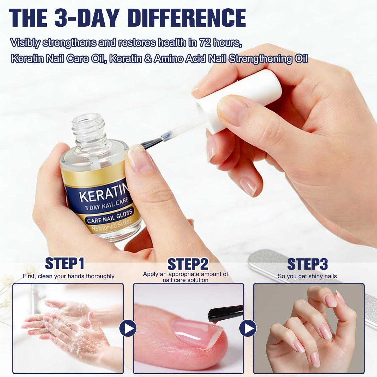 Keratin Nail Care Oil, Deeply Moisturizing Treatment for Strong, Glossy Nails, Contains Aloe Vera & Lavender Cuticle Oil, Repairs Dry Weak Nails (2pcs,16ML)