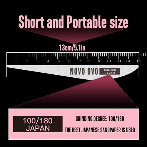 NOVO OVO Thin Nail File Set - 10 Professional Double-Sided Emery Boards (100/180 Grit) for Home & Salon Manicure