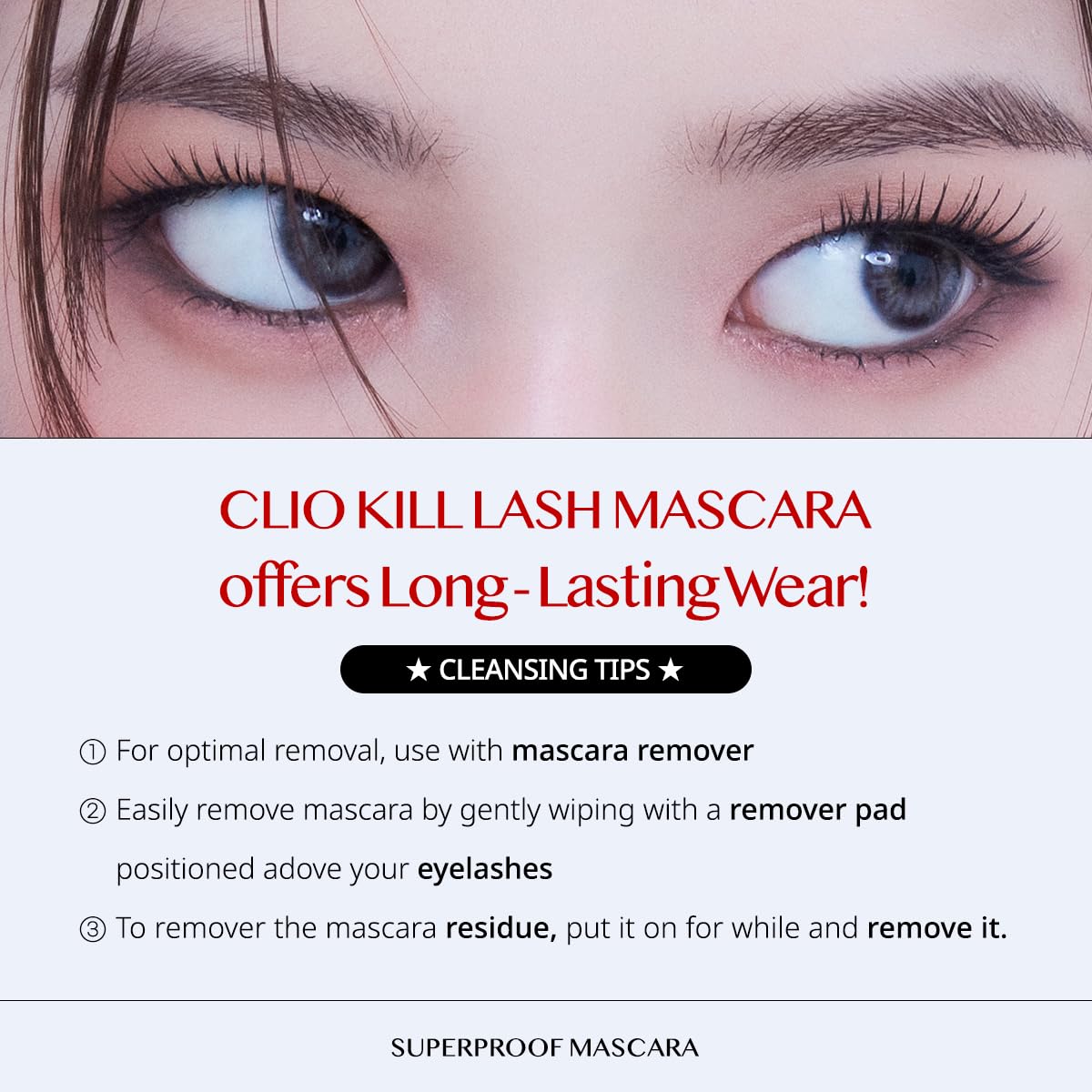 CLIO Long & Curl up Waterproof Black Mascara, Volumizing & Lengthening, Long-wearing (#01)