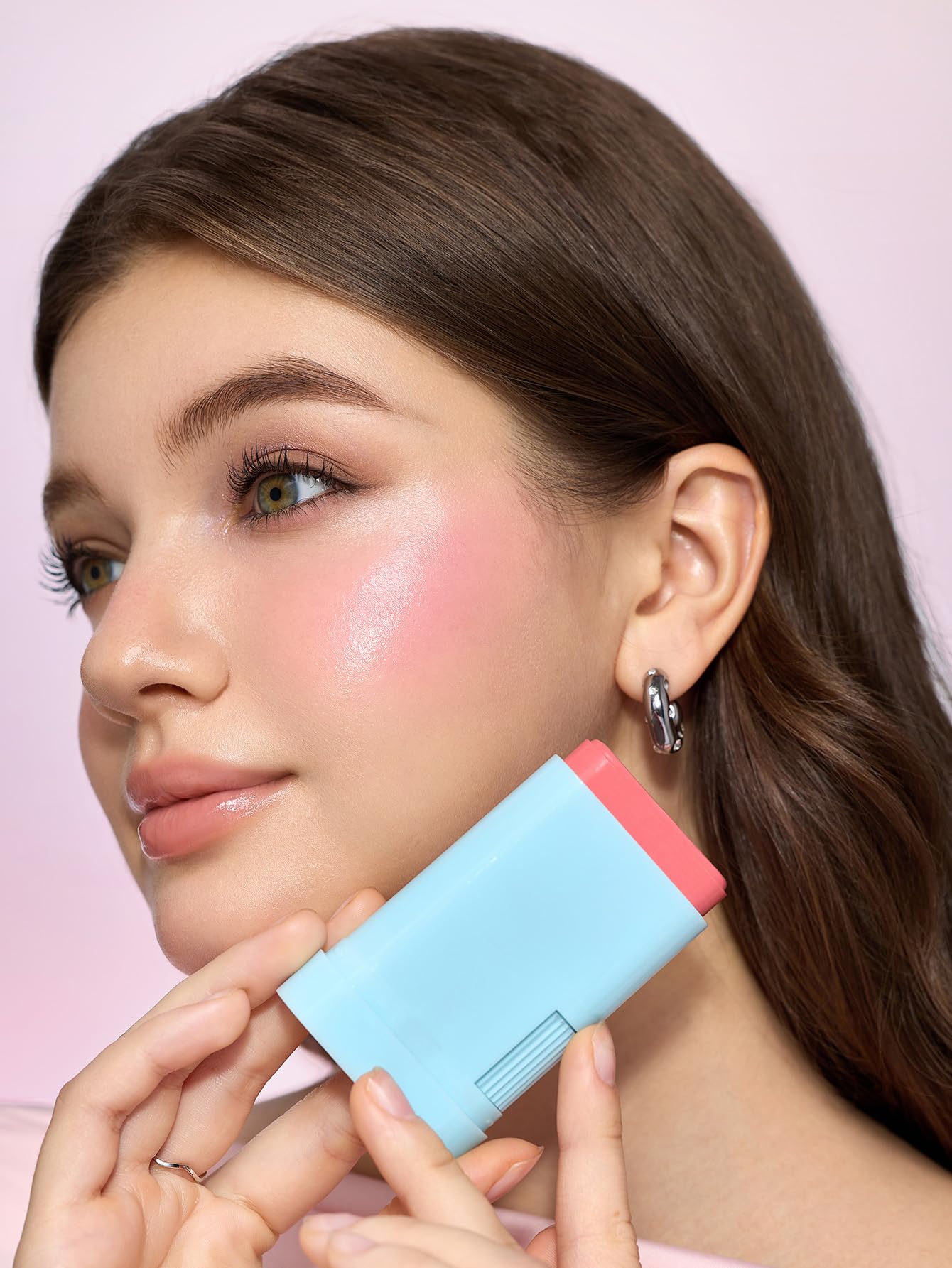 SHEGLAM Glass Glow Blush Stick Cream for Cheek and Lip, Waterproof Hydrating Tinted Solid Moisturizer Blendable Natural Grow Nude Face Blush Makeup-Pink Lemonade