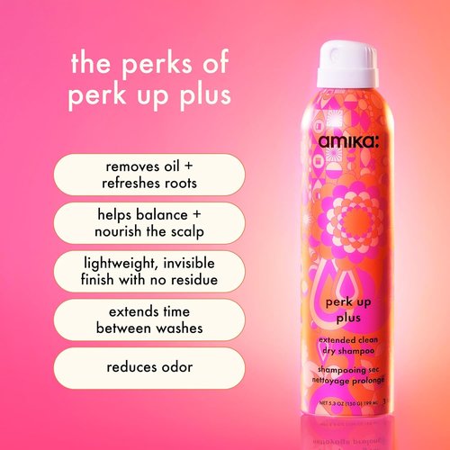 Amika Perk Up Plus Extended Clean Dry Shampoo - Lightweight & Buildable Formula | Invisible Finish for All Hair Types