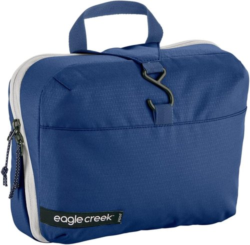 Eagle Creek Pack-It Reveal Hanging Toiletry Kit - Water-Resistant, Hangs Flat with Multiple Pockets - Az Blue/Grey