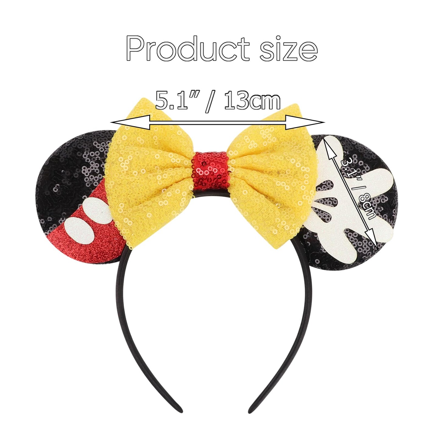 AQOKKA 1 Pcs Mouse Ears Headbands with Bow for Birthday Party, Hair Hoop Party Decoration Cosplay Costume Hair Accessories for Women & Girls