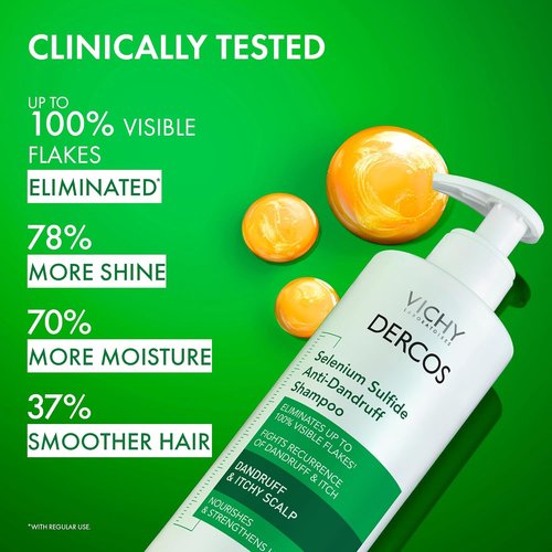Dercos Dandruff Shampoo - Antifungal Dry Scalp Treatment & Itchy Relief | Prescription Strength Selenium Sulfide