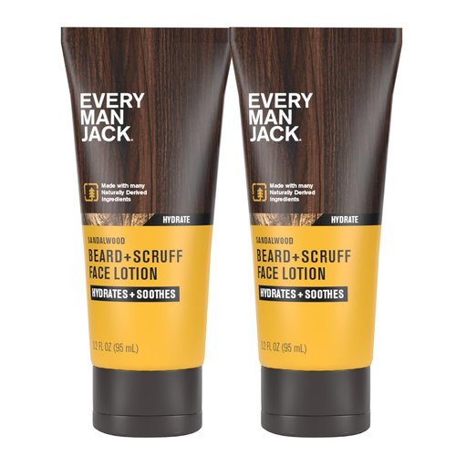 Every Man Jack Beard & Face Recovery Lotion - Moisturizes Dry Skin & Relieves Beard Itch | Light Sandalwood Scent - 3.2oz (2 Pack)