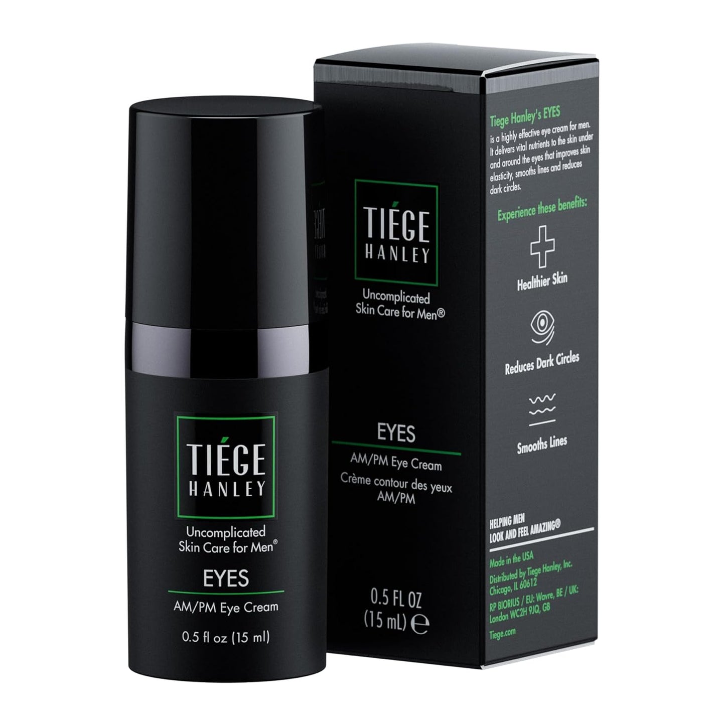 Tiege Hanley Eye Cream for Men - Anti-Aging Under Eye Treatment with Hyaluronic Acid & Vitamin B3 | 0.5 Oz