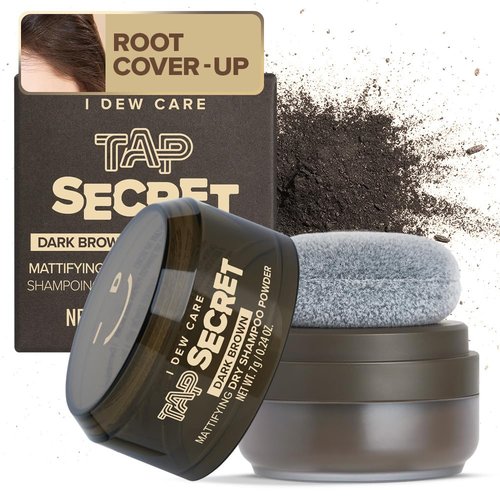 I DEW CARE Dry Shampoo Powder Set - Strengthening & Volumizing Dark Brown Refill | Travel Size, Non-Aerosol, 0.26 Oz