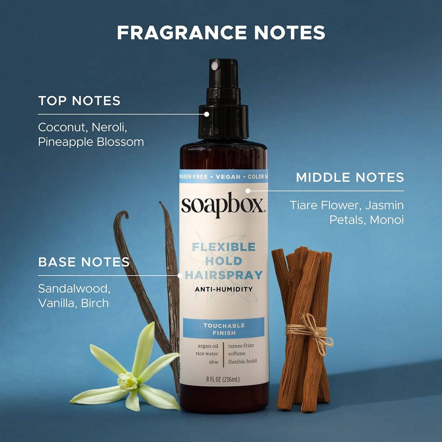 Soapbox Non Aerosol Hairspray - Flexible Hold Anti-Frizz Spray with B5 & Aloe Vera - 8oz