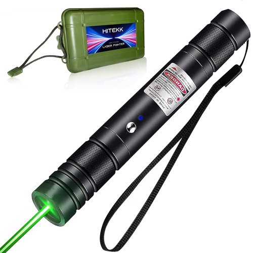 HITEKK High Power Green Laser Pointer | Tactical Long Range Green Laser Pointer | Compact Tactical Lazer Pointer | Rechargeable Lazer Pointer and Carrying Case (X1)