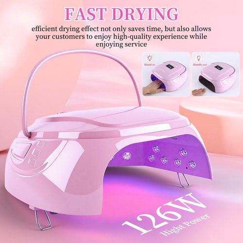 126W UV LED Nail Lamp for Gel Polish Cordless Rechargeable Nail Dryer,Nail Cure Lamp with Automatic Sensor & 4 Timers, Portable Professional Nail Light