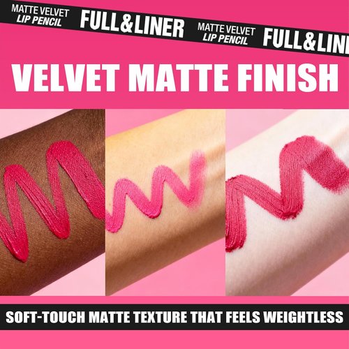 LANGMANNI Matte Velvet Lip Liner Pencil Set - 12 Highly Pigmented, Smudge-Resistant Vegan Pencils