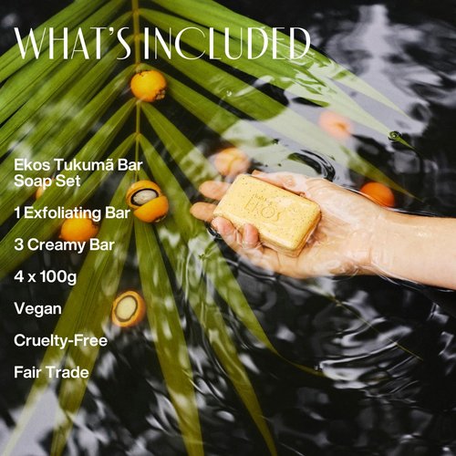 Natura Ekos Tukumã Exfoliating & Creamy Bar Soap Set | 4-Pack with 1 Exfoliating & 3 Creamy Bars - Vegan, Plant-Based Oils