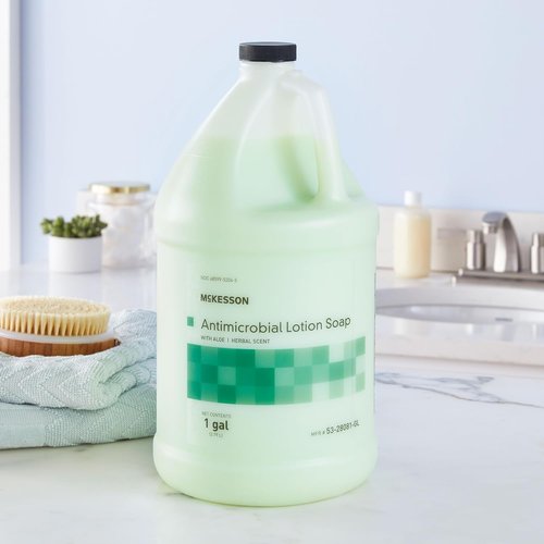 McKesson Antimicrobial Lotion Hand Soap - Herbal Scent, 1 Gallon Refill Bottle | Keeps Hands Clean & Moisturized