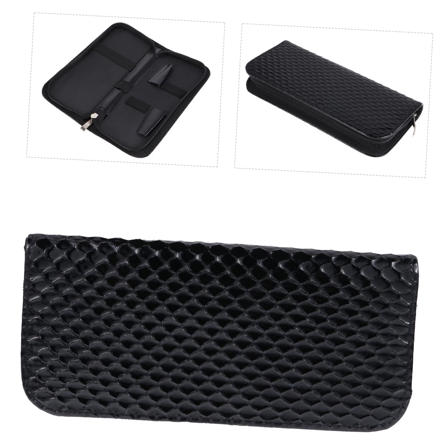 minkissy Hair Cut Scissors Bag Hair Styling Tools Organizer Leather Zipper Compact and Portable