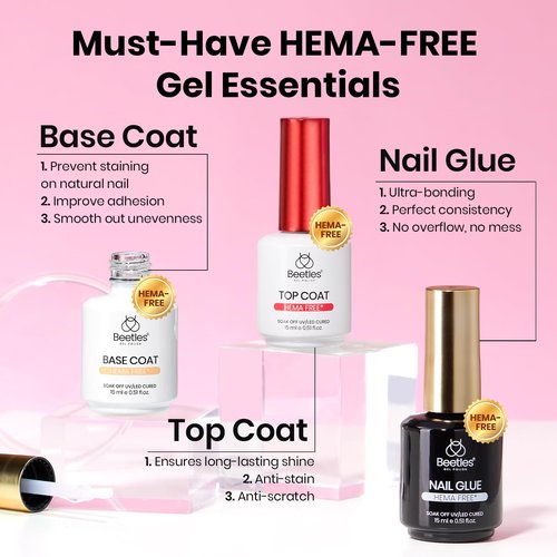 Beetles Gel Nail Kit Etch-X, Almond Short, 288pcs 12 Sizes Nail Tips, 3Pcs 15ml HEMA-Free Nail Glue Top Coat & Base Gel Set, with Mini Lamp, Press On Nail, Long Lasting Extension DIY Set at Home