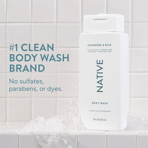 Native Body Wash - Naturally Derived Ingredients | Sulfate, Paraben & Dye Free | Cashmere & Rain, 18 oz
