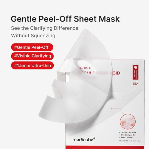 Medicube Hypochlorous Acid Peel Mask - Peel-Off Sheet Mask for Oily Skin & Pore Refinement | Hydrating Formula with Panthenol & Hyaluronic Acid | Korean Skincare (13ml X 3ea)