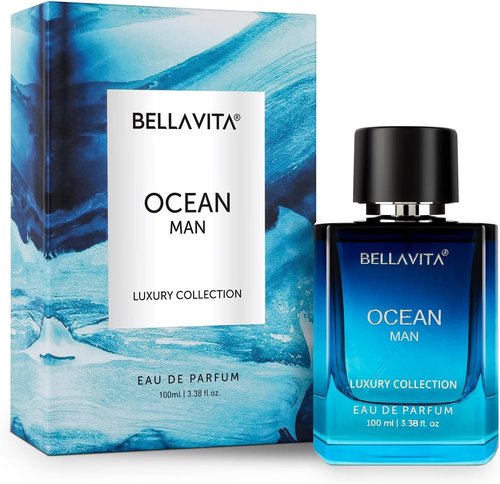 Bellavita Luxury OCEAN Eau de Parfum | 100 ml (3.4 fl.oz.) | Perfume for Men | Fresh, Bergamot, Lily of the Valley, and AMber Notes | Long Lasting Men's Fragrance