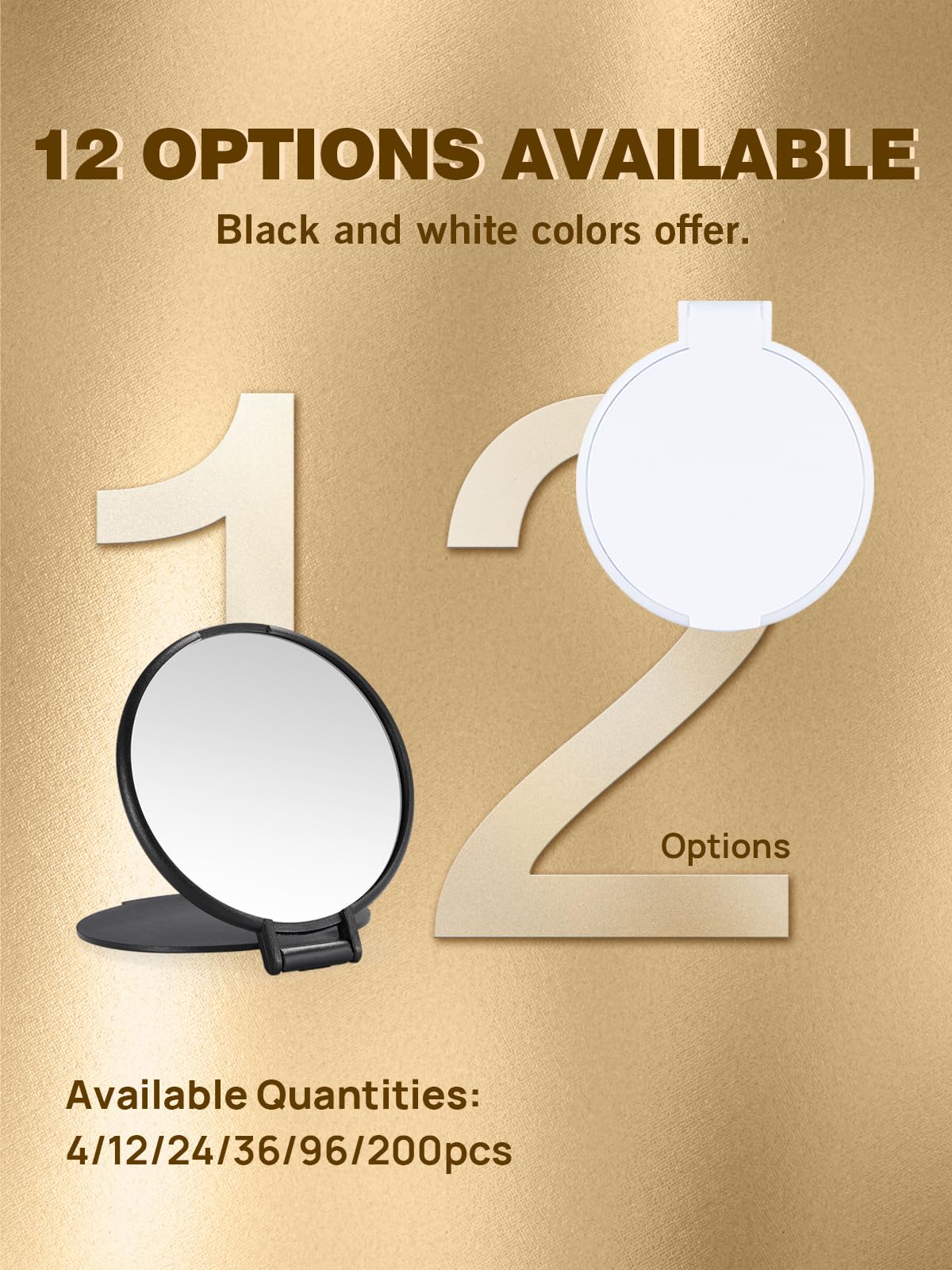 Qislee Compact Mirror Bulk, Round Makeup Mirror for Purse, Set of 36 (Black)