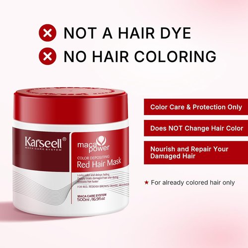 Karseell Color Depositing Conditioner - Red Hair Mask for Hydration & Tone Enhancement | 500ml (16.9 fl oz)