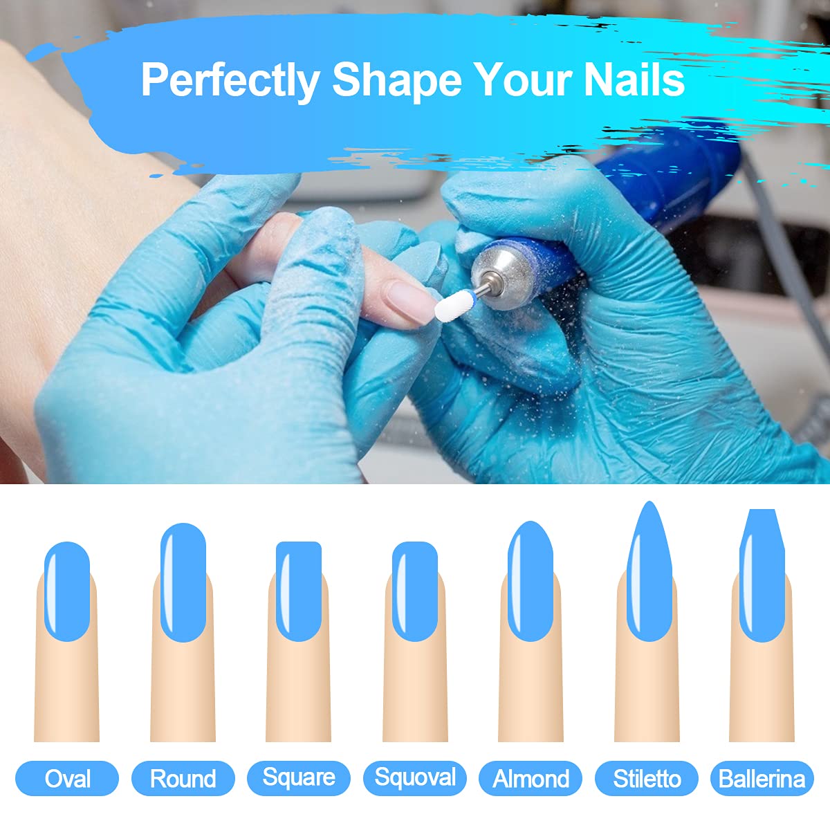 URAQT Ceramic Nail Drill Bits Sets, 10 pcs Electric Nail Drill Bits Kit 3/32", Professional Cuticle Polishing Bits for Acrylic Gel Nails, Electric Nail Files Manicure Pedicure Drill Tool