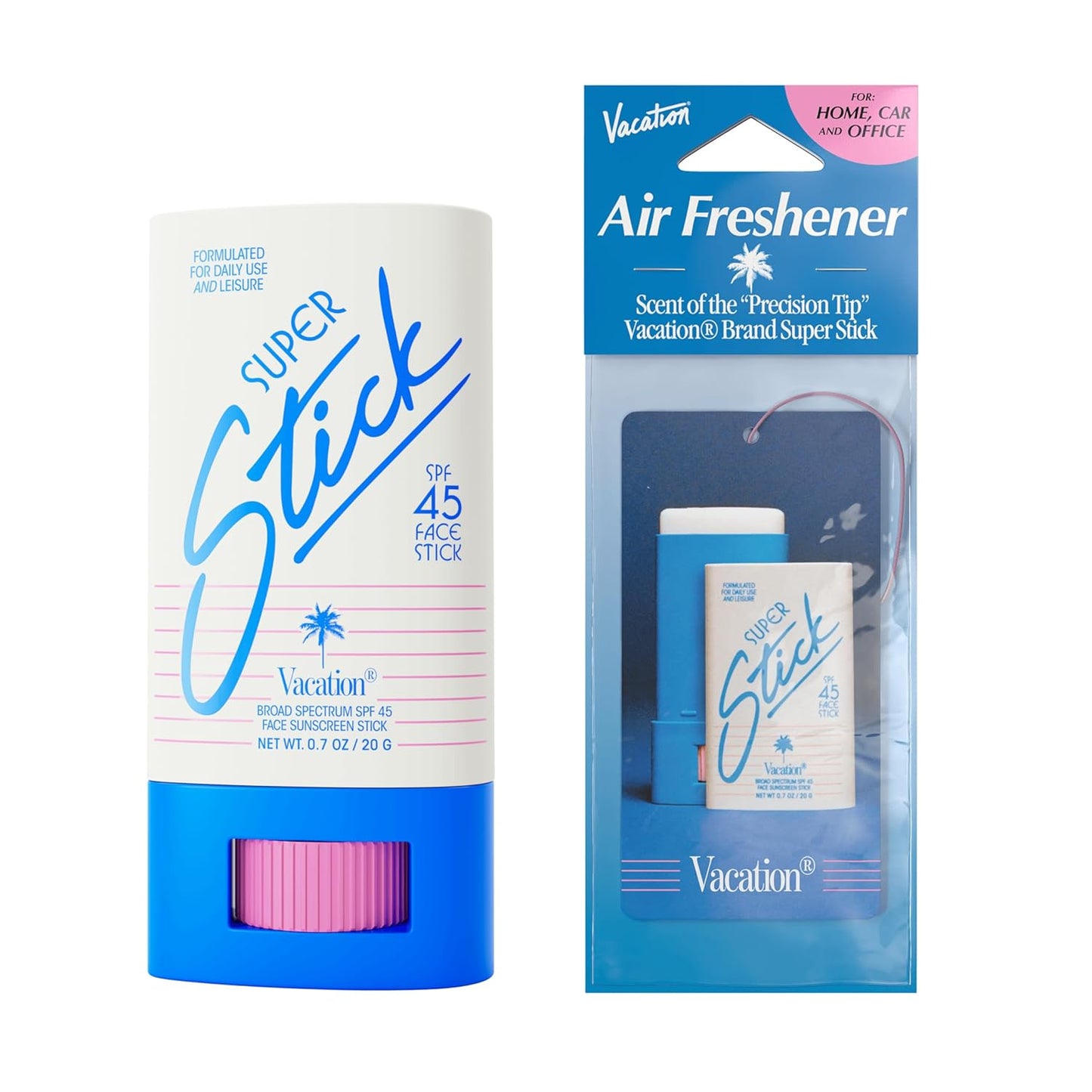 Vacation Super Stick SPF 45 - Clear Sunscreen for Face | Travel Size with Hyaluronic Acid, 0.7 Oz