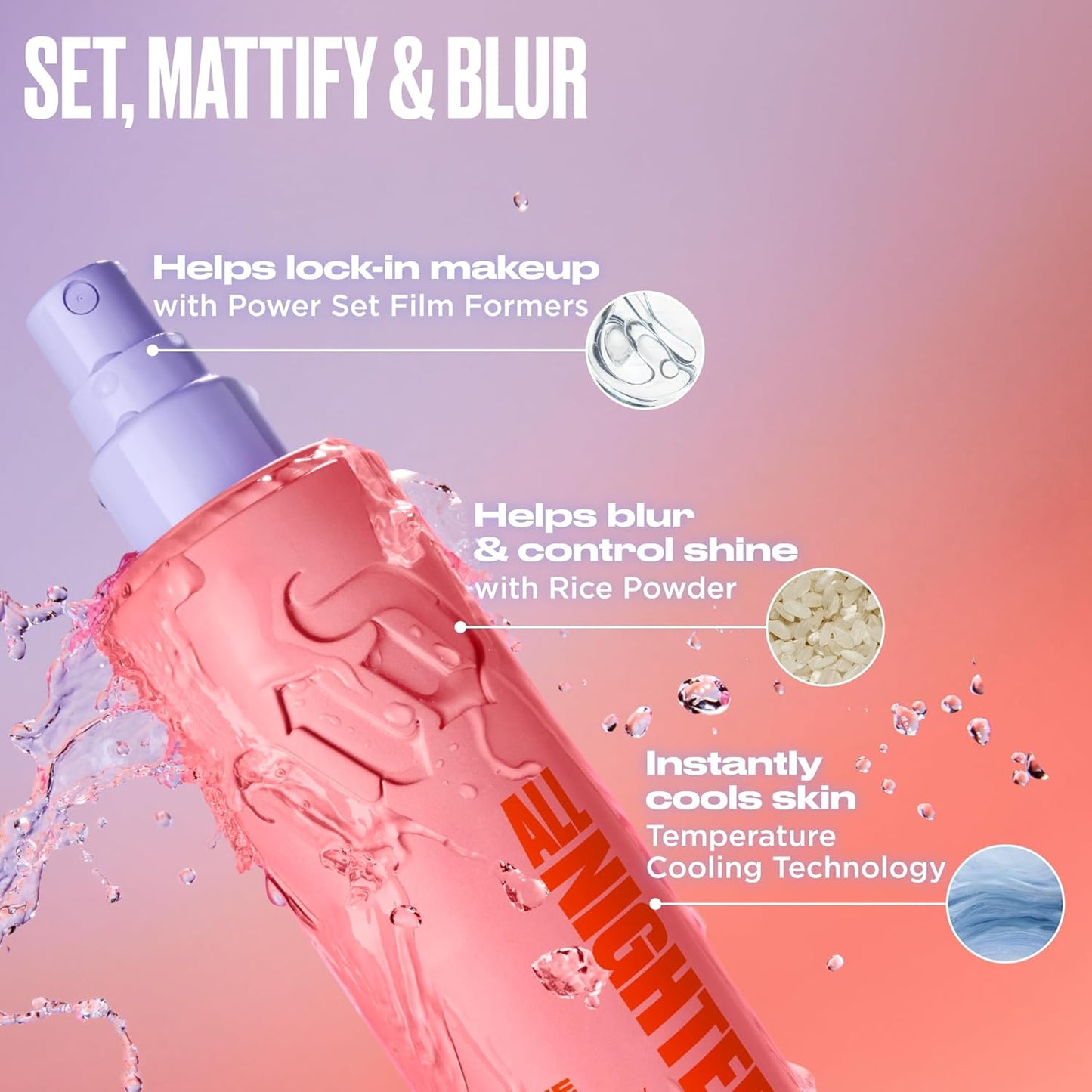 Urban Decay All Nighter Matte Waterproof Makeup Setting Spray - 24HR Wear, Blurring Finish, Oil Control